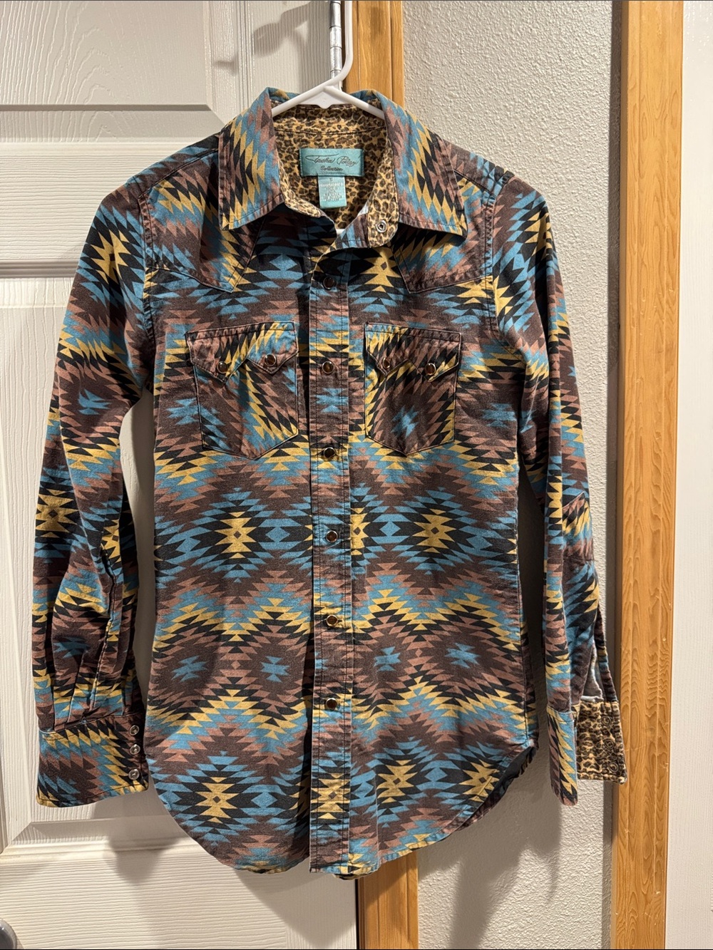 Tasha Polizzi Southwest Print Button-Down Shirt - Brown, Blue & Gold